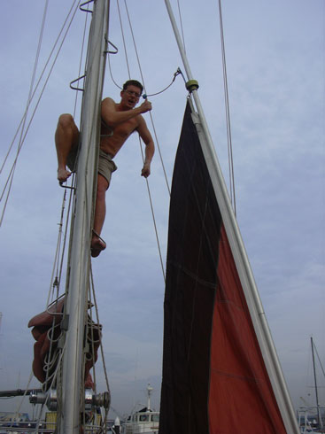 Great fun in the mast